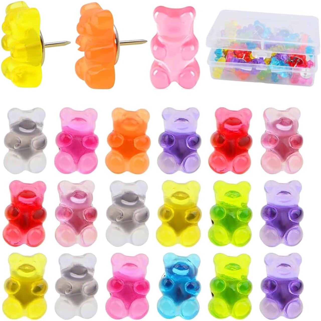 25 pcs colorful translucent gummy bear push pins cute resin thumbtacks for cork boards and bulletin boards